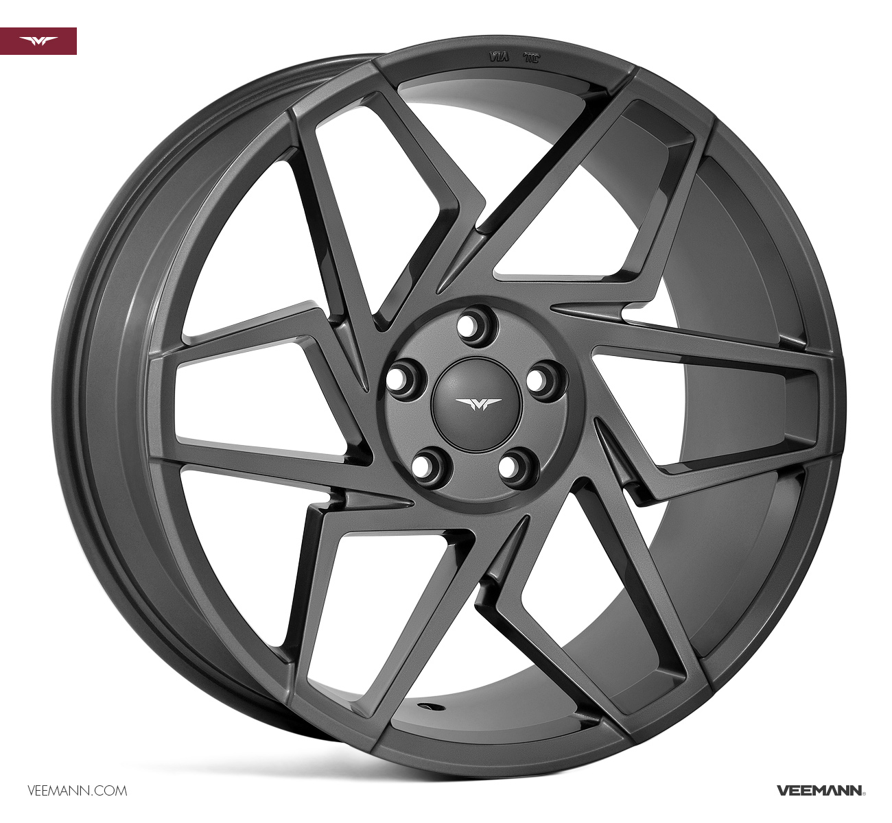 NEW 20  VEEMANN V FS27R ALLOY WHEELS IN GLOSS GRAPHITE WITH WIDER 10  REARS